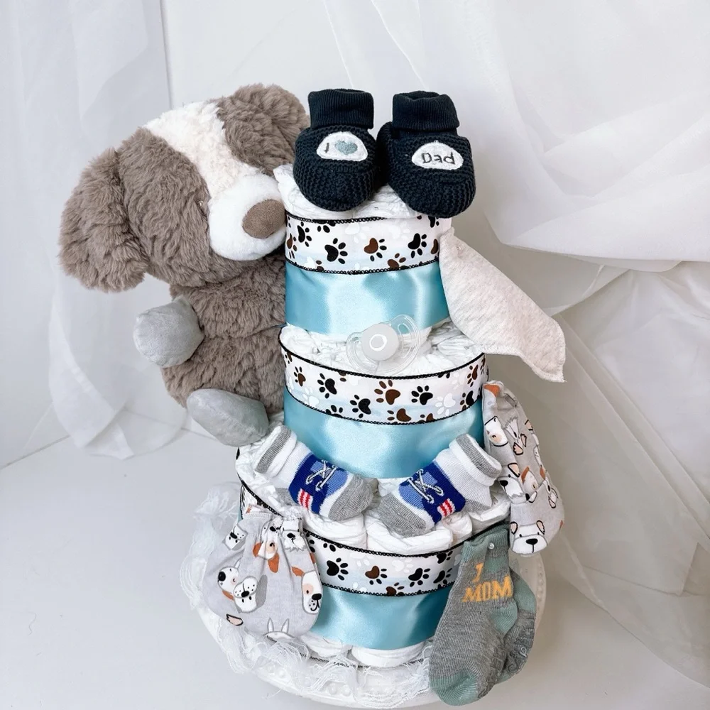 Puppy Diaper Cake, Baby Shower Gift